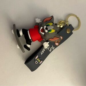 Tom and Jerry Gray and Red Keychain